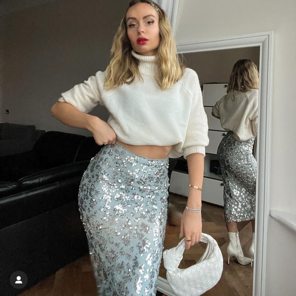 Zara SEQUIN MIDI SKIRT